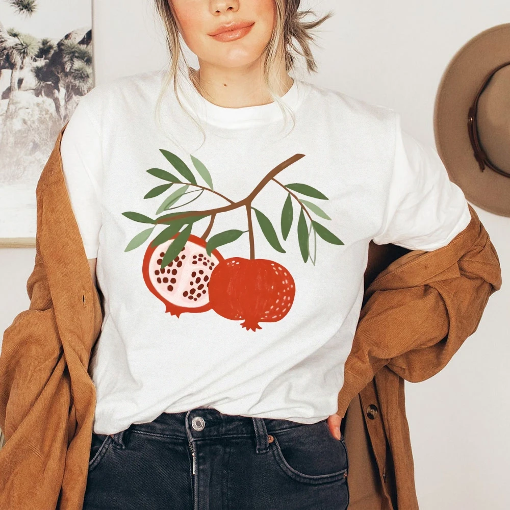 

Graphic T-Shirts Women Cotton Y2K Style Tee Casual Tops Streetwear Fashion Comfortable Loose Fit Pomegranate Hold Itself Tightly