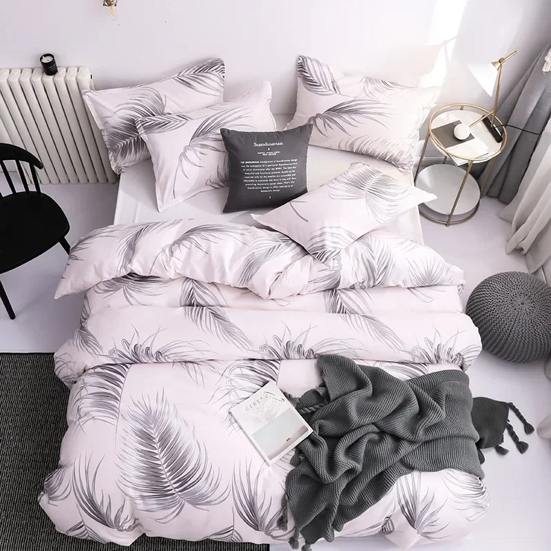 Black And White Bedding 3pcs Set Set Suitable For Double Bed Marriage Queen/King Comfort Set Duvet Cover With Pillowcase