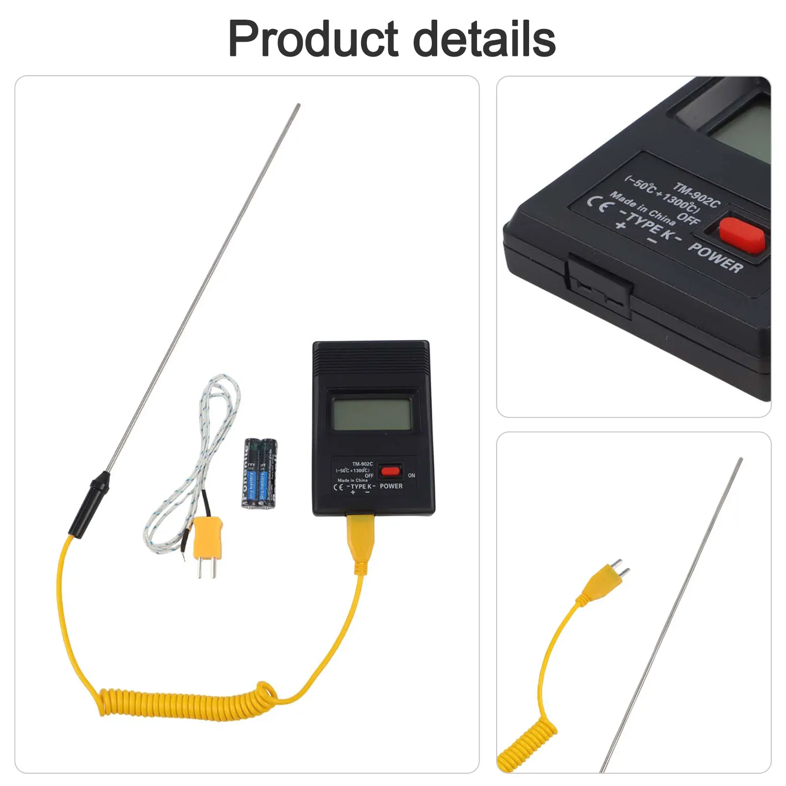 LCD Digital Thermometer With K Type Probe Accurate Measurements Reliable Performance and User Friendly Operation