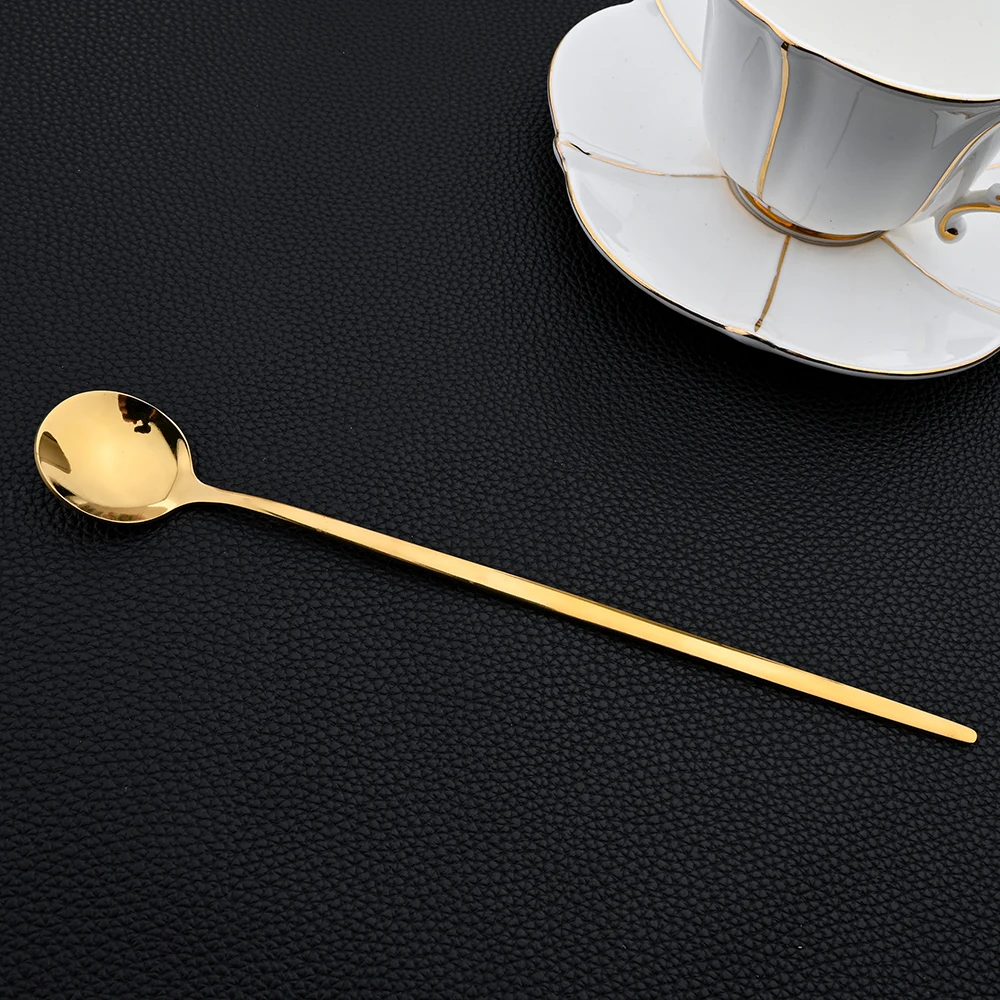 AJOYOUS Tableware Set Stainless Steel 1Pcs Dinnerware Dessert Knife Fork Tes Spoon Kitchen Flatware Gold Cutlery Silverware Set