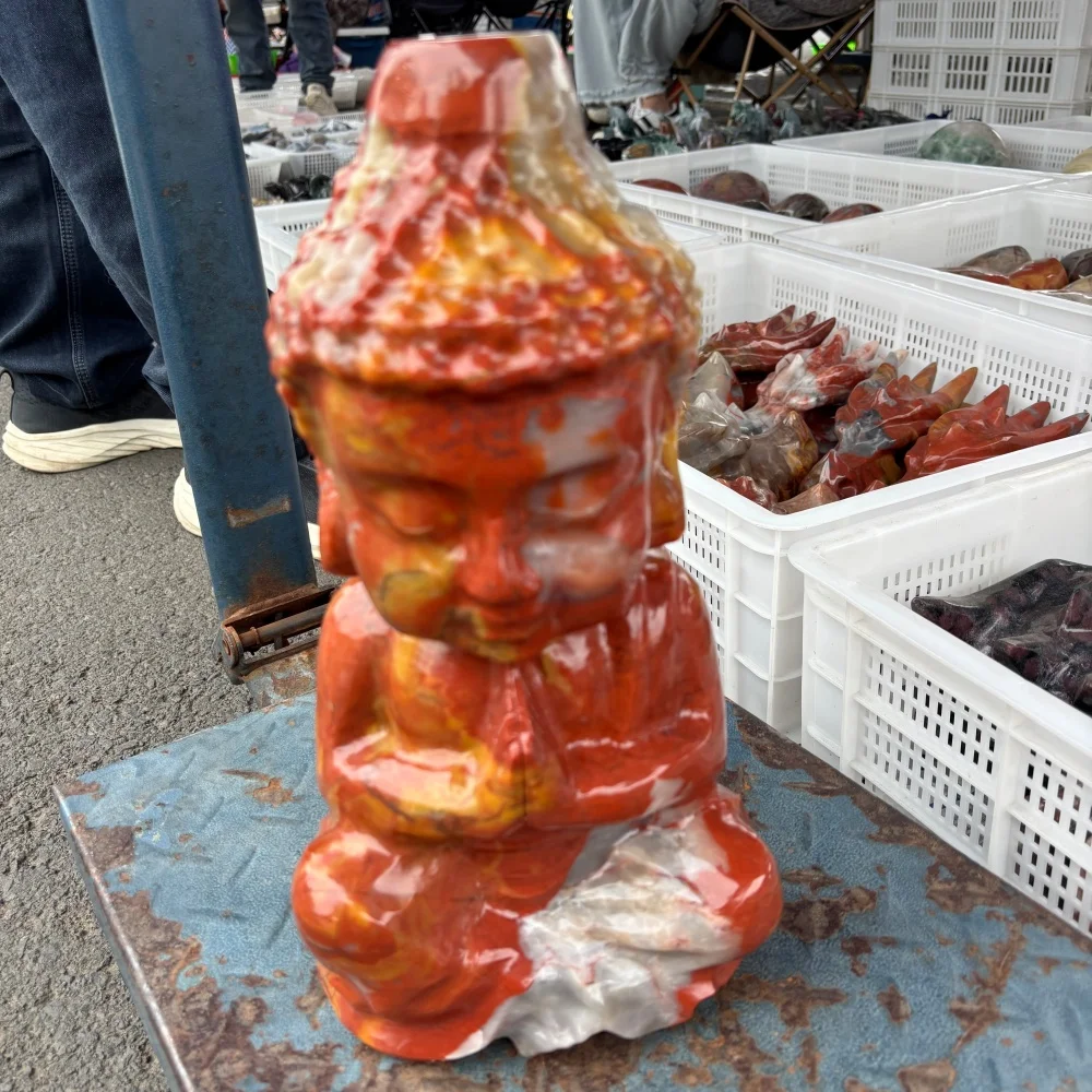 Natural Red Jasper Baby Buddha Statue Hand Carved Crystal Meditation Figurine Reiki Healing Stone Feng Shui Home Decor Spiritual