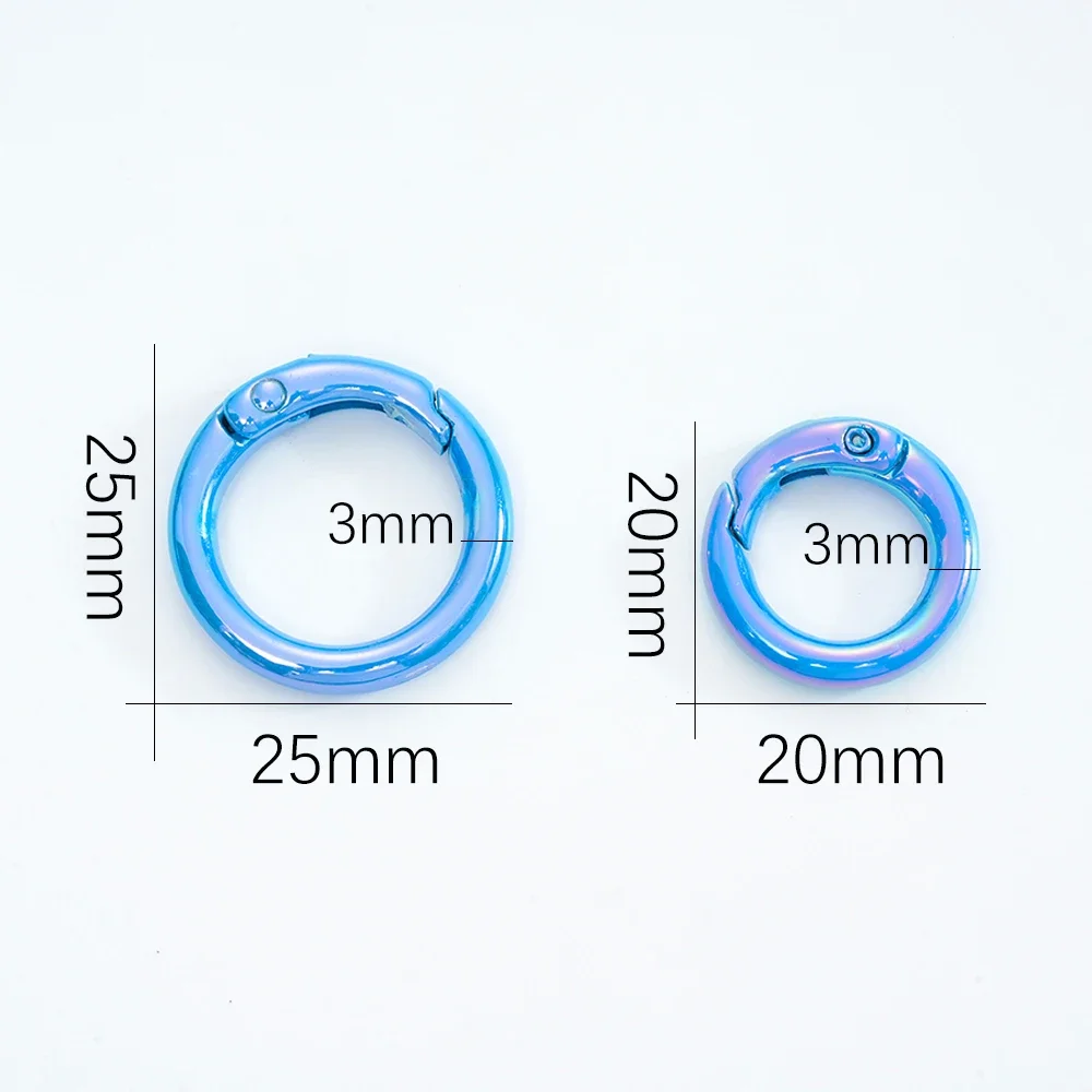 5Pcs UV Farben Metall O Ring Frühling Verschluss Zu Öffnende Runde Karabiner Schlüsselbund Clips Haken Hund Kette DIY Schmuck schnalle Stecker