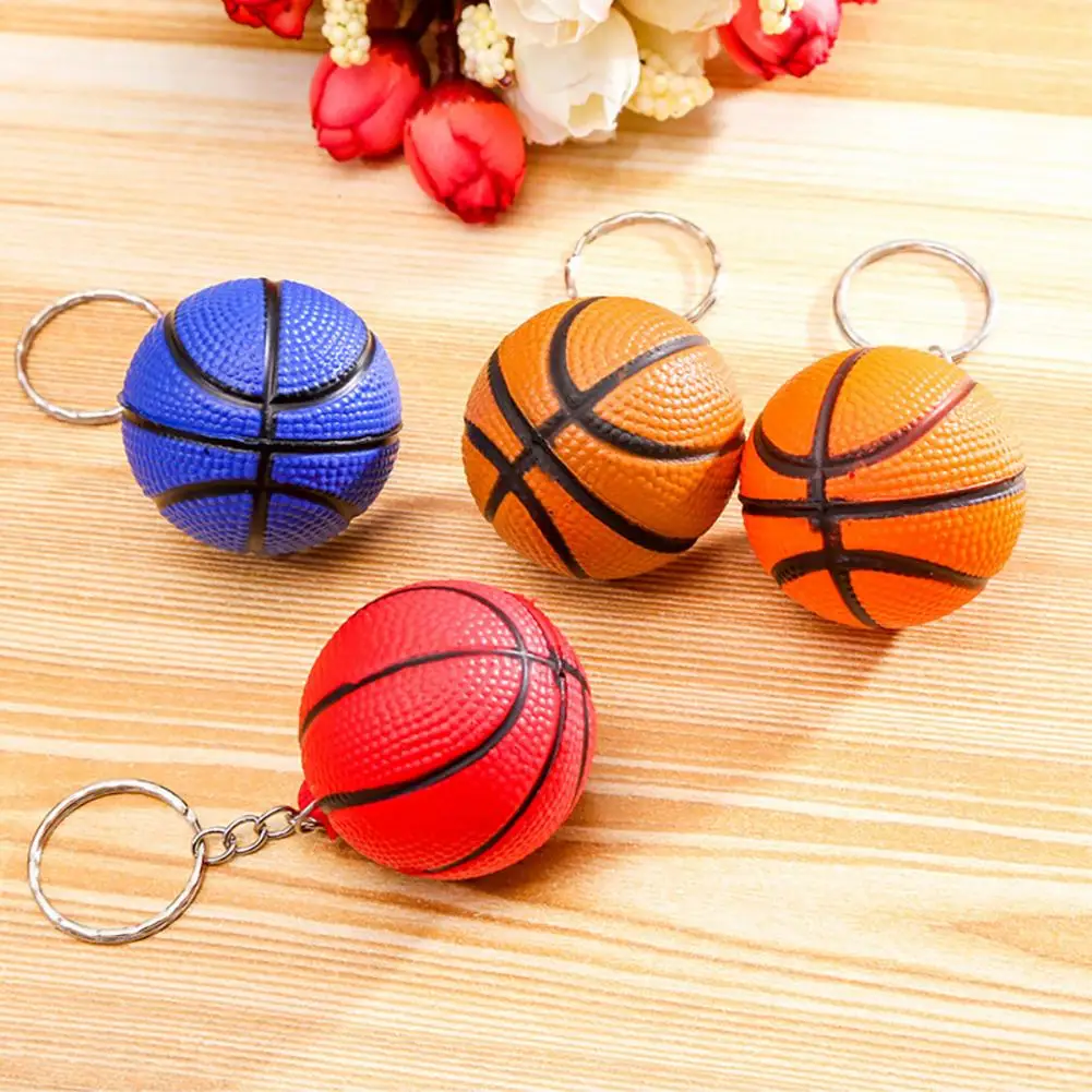 Basketball Keychain Sports Stress Ball Link Keychain Key Ring Bag Decor Fan Keychain Sport Fans Good Luck For Men Women Gift