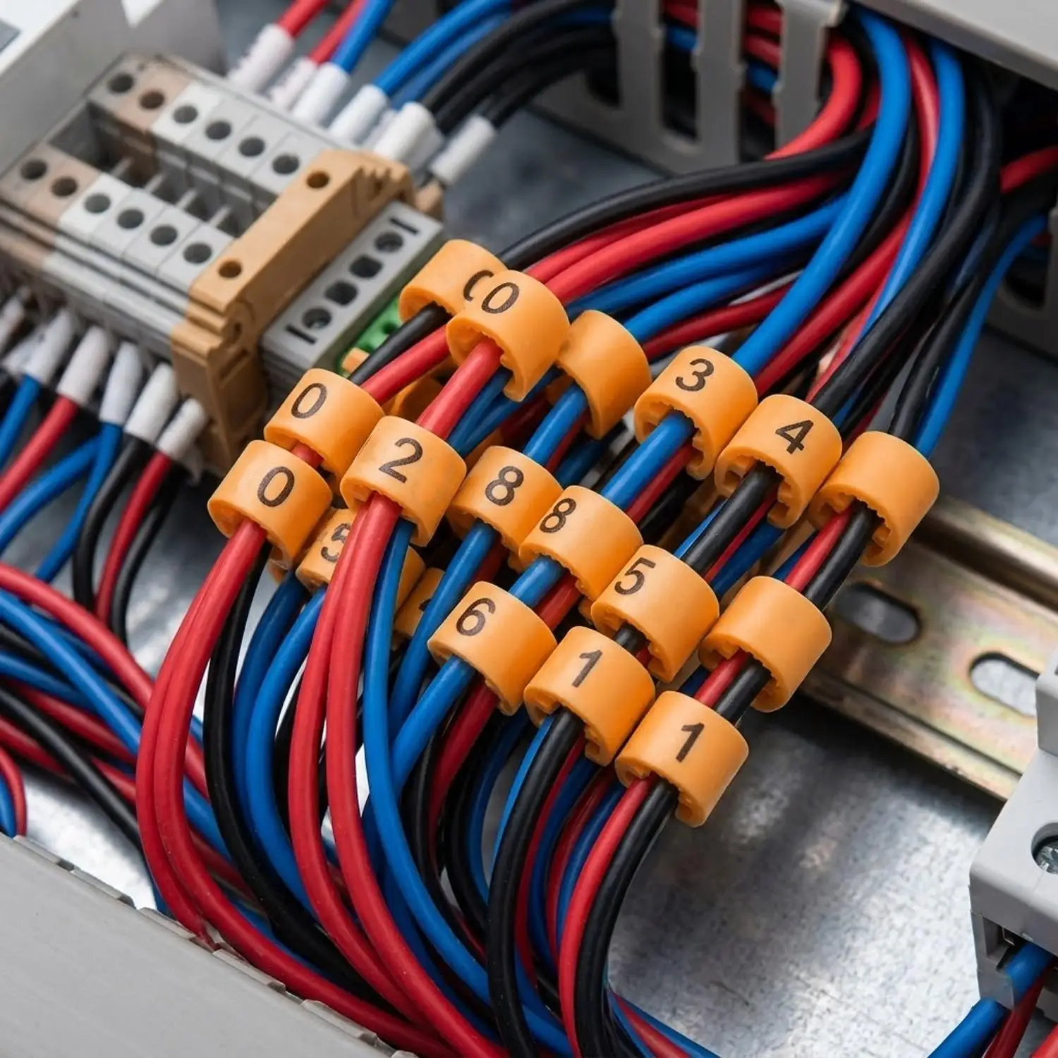 500 Stück Kabelmarkierer EC-0 EC-1 Markierungsnummern 0 bis 9, farbig, 2,5 mm² Isolierung, PVC-Kabelmarkierer, Kabelmarkierungs-Etiketten – Detail 10