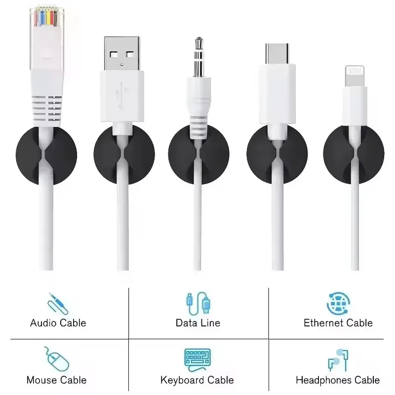 5/50Pcs Mini Cable Organizer Silicone USB Cable Winder Management Clips for Mouse Keyboard Earphone Headset Wire Holders view 4