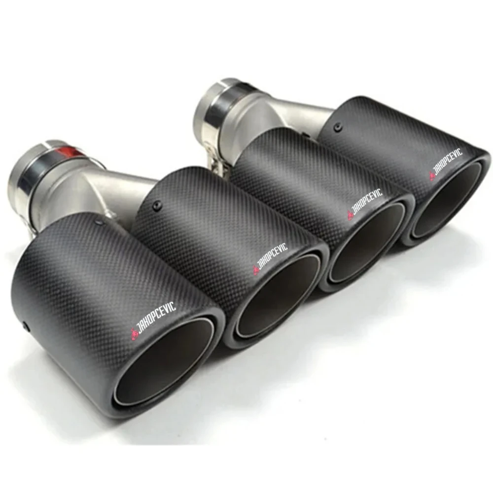 1PCS Car Carbon Fiber Matte Muffler Tip Y Shape Double Exit Exhaust Pipe Mufflers Nozzle Decoration Universal Stainless Silver