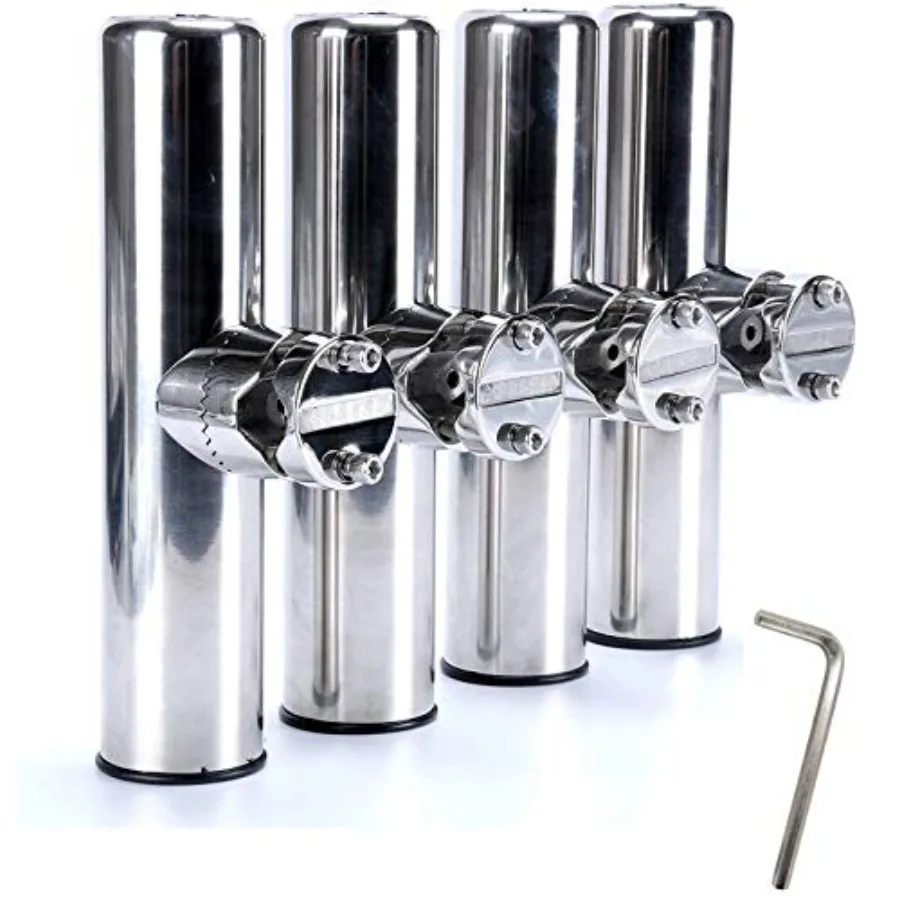 

Boat Fishing Rod Holder with Clamp Stainless Clamp on Fishing Rod Holder for Rails 1" to 1-1/4"