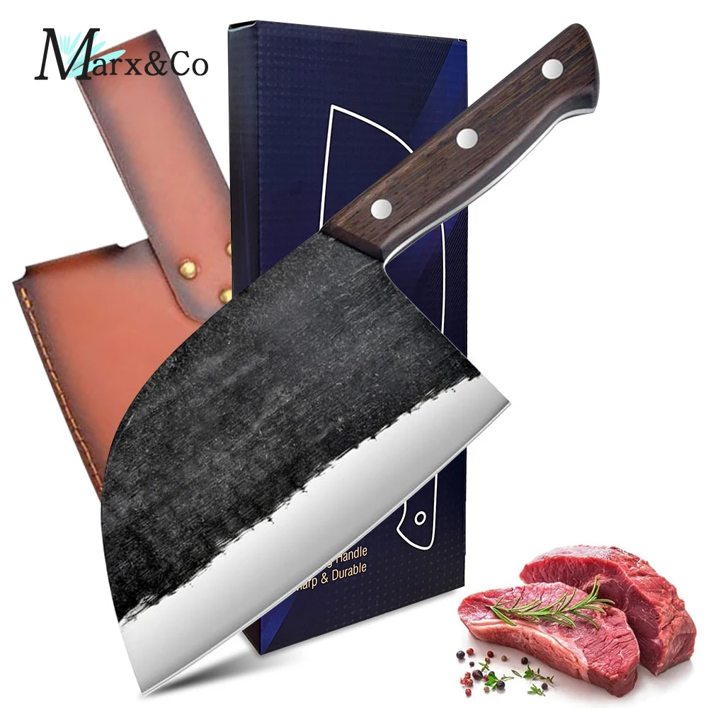 High-Carbon Hand-Forged 6.8 Inch Stainless Steel Butcher's knife Cleaver Kitchen Knives Boning Knives with Sheath Kitchen Tool