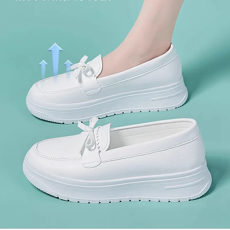 STRONGSHEN Women Nurse Shoes Comfortable Soft Sole Breathable Non-slip Wedge Heel Casual White Shoes Work Shoes Zapatos Mujer