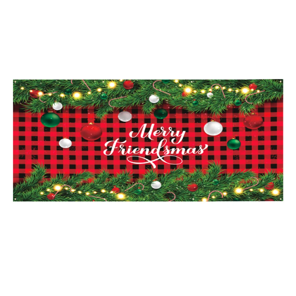 100D Polyester Fabric Christmas Garage Door Flag Banner 13.1*5.9ft Yard Flags Double Sided Printed Outdoor Garden Party Xmas Dec