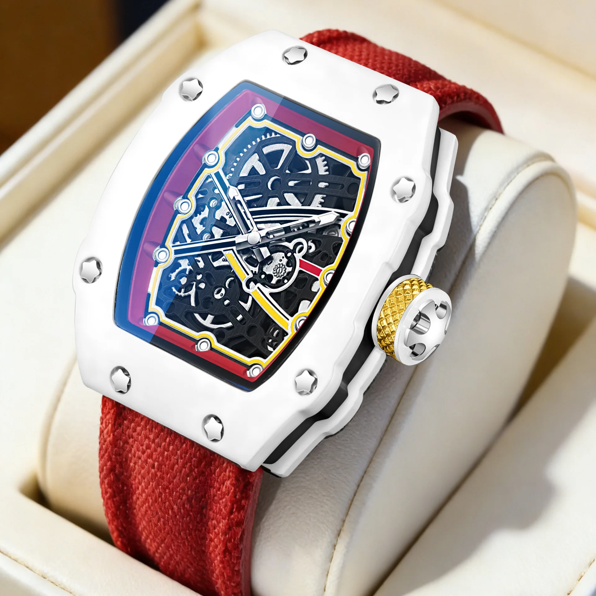 Nuevo Reloj de Cuarzo para Hombre Ultra Delgado con Forma de Barril, el Más Vendido, Moderno, de Marca de Lujo