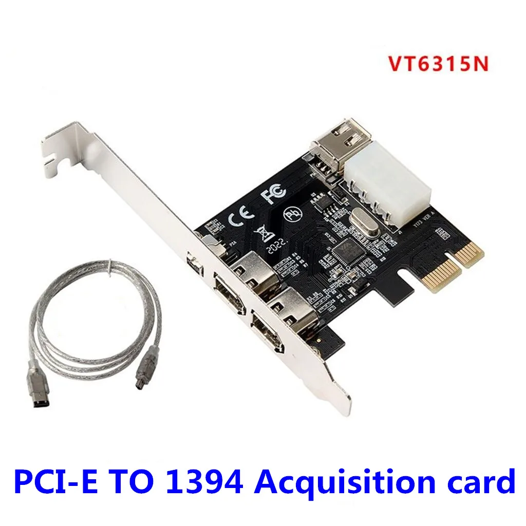 1 Set PCI-e 1X IEEE 1394A 4 Port(3 + 1) فايرواير بطاقة محول 1394 A PCIe مع 6 دبوس إلى 4 دبوس IEEE 1394 كابل لسطح المكتب #6