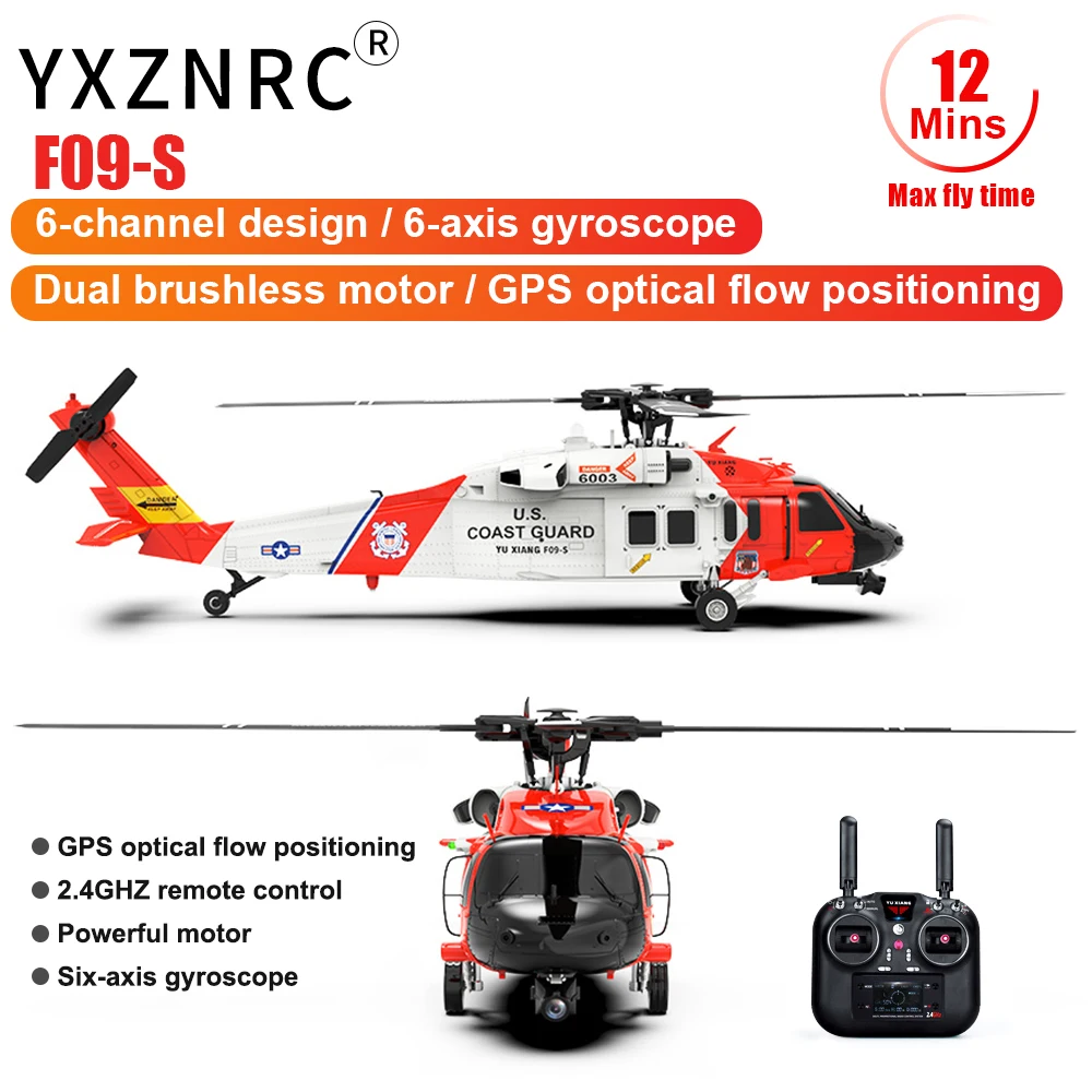 YXZNRC RC Hélicoptère F09-S 2.4G 6CH pouvez-vous ro GPS Flux Optique Positionnement 5.8G FPV Caméra touristes Brushless Moteur RC Avion