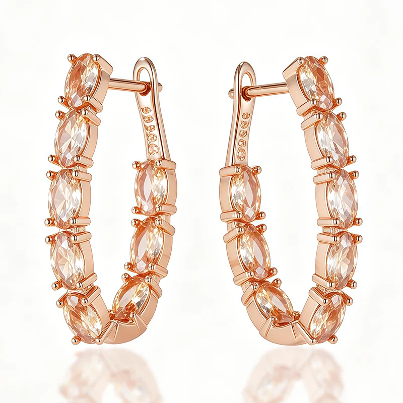

Женские длинные серьги Wbmqda Champagne Stone из розового золота 585 пробы, уникальные ювелирные изделия, подарки