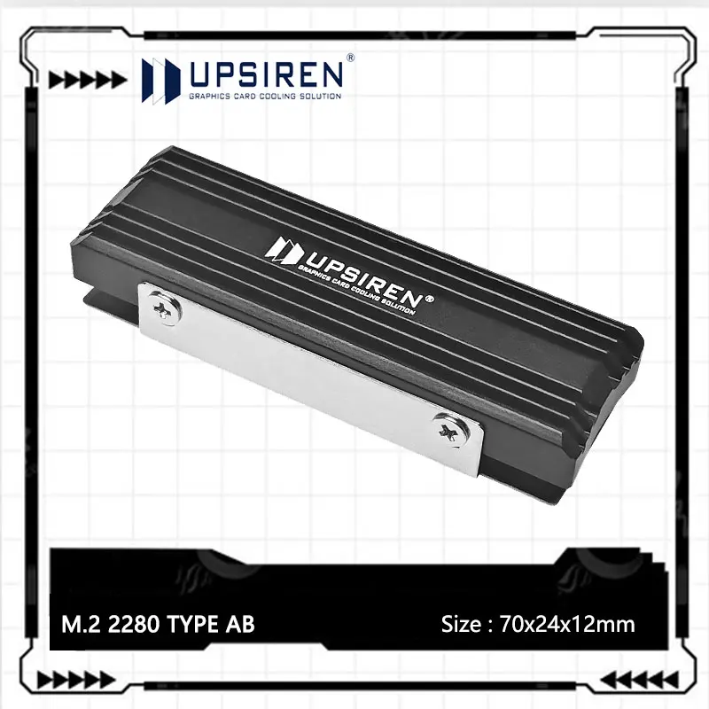 UPSIREN M.2 2280 TYPE AB Solid State Drive Cooler,Aluminum alloy M.2 2280 SSD heat spreader,Includes two 0.5mm thick thermal pad