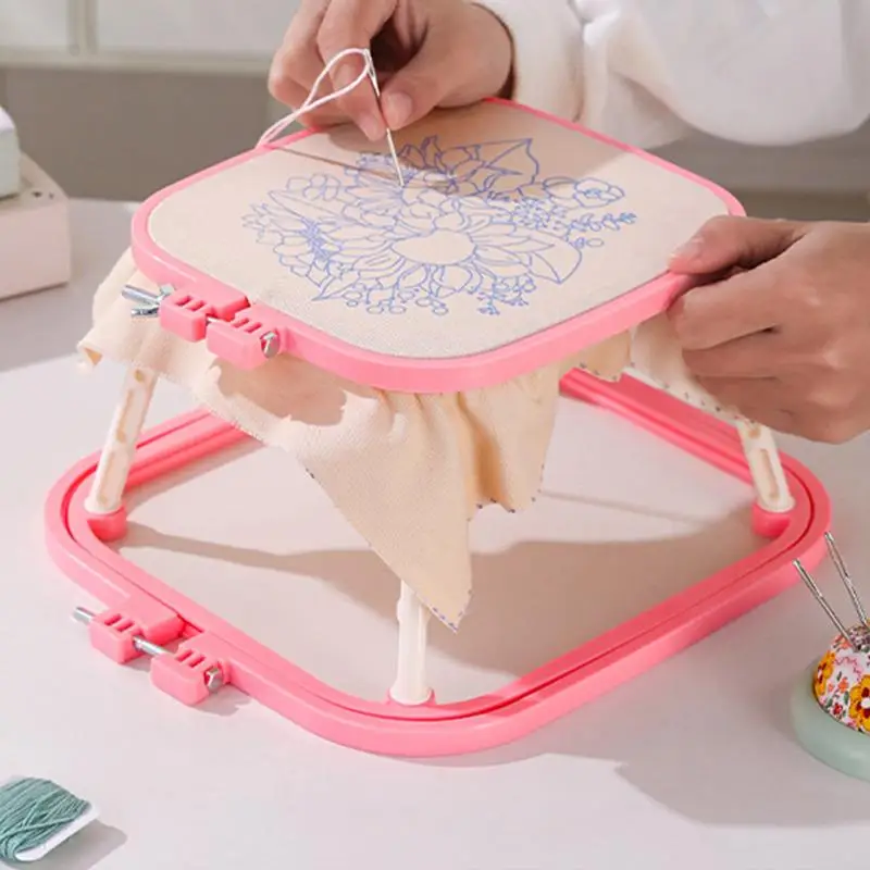 Double Layered Embroidery Hoops Frame Sewing Tool ABS Square Embroidery Shed DIY Cross Stitch Craft  Poke Embroidery Frame