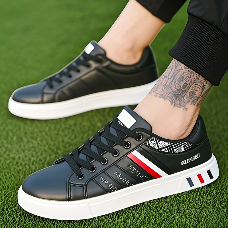 

2025 New Men Casual Leather Thick Soled Shoes with Soft Soles Anti Odor and Breathable Sports Shoes Spring and Autumn New Styles