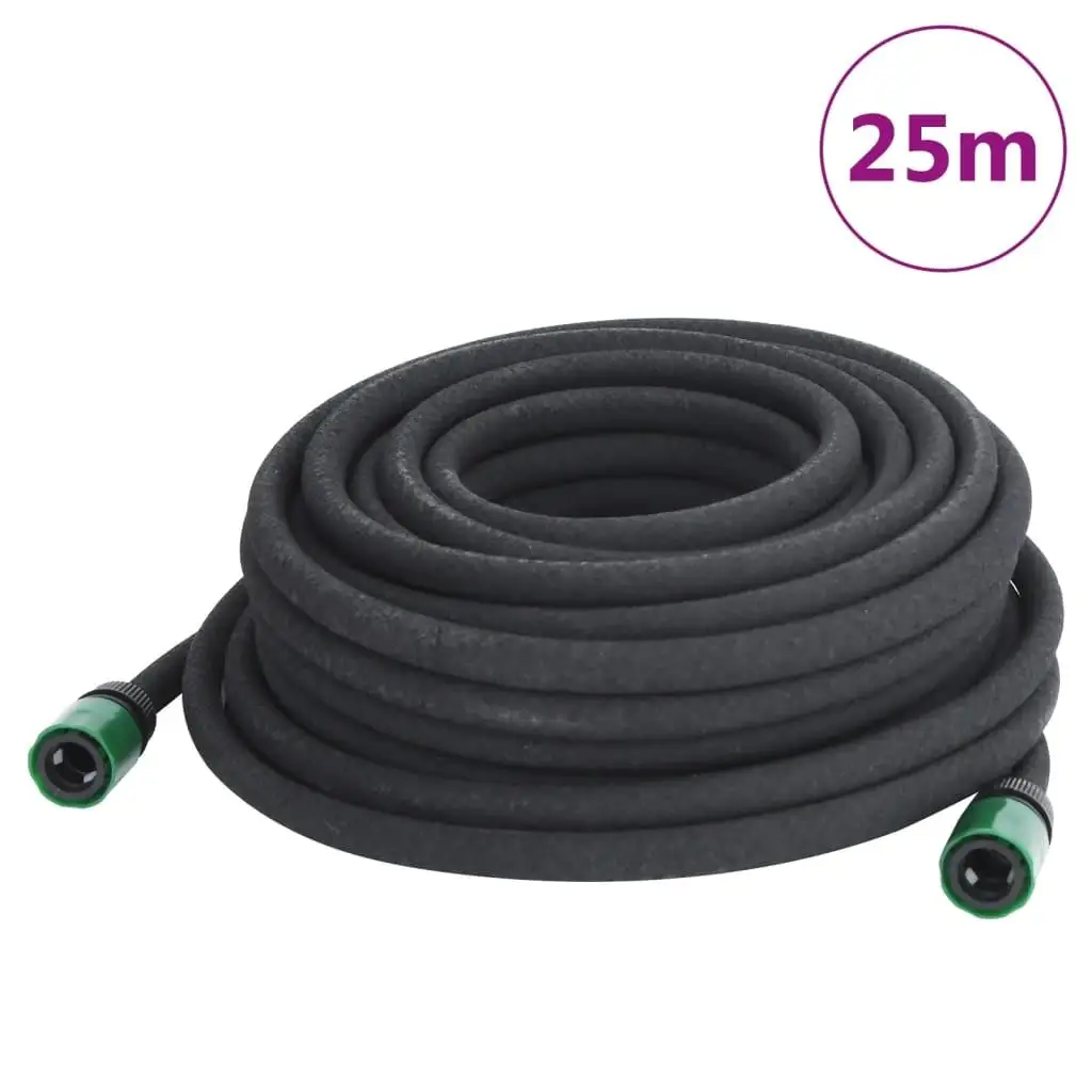 25m Black Rubber Garden Soaker Hose - Flexible Irrigation Solution for Efficient Watering