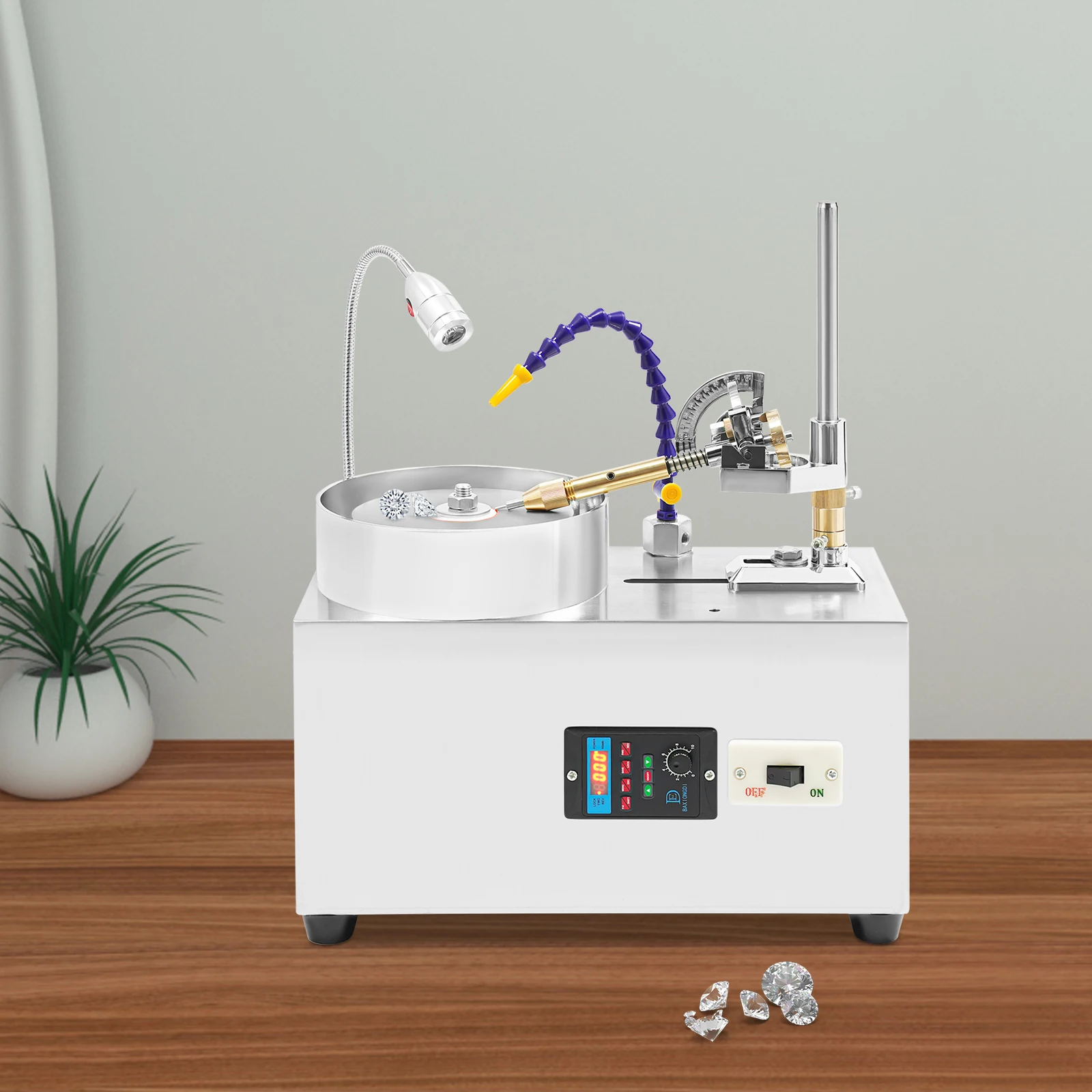 

180W Gem Faceting Machine Freestanding Jade Grinding Polishing Machine 80N.m 2800rpm Jewel Angle Polisher Anti-slip Mats