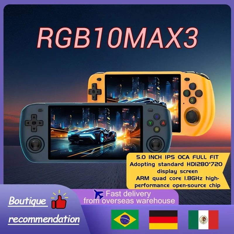 POWKIDDY RGB10MAX3 Retro Handheld Game Console RK3566 5 Inch 1280*720 Ips Screen Open-Source Retro Gaming Children's Gifts