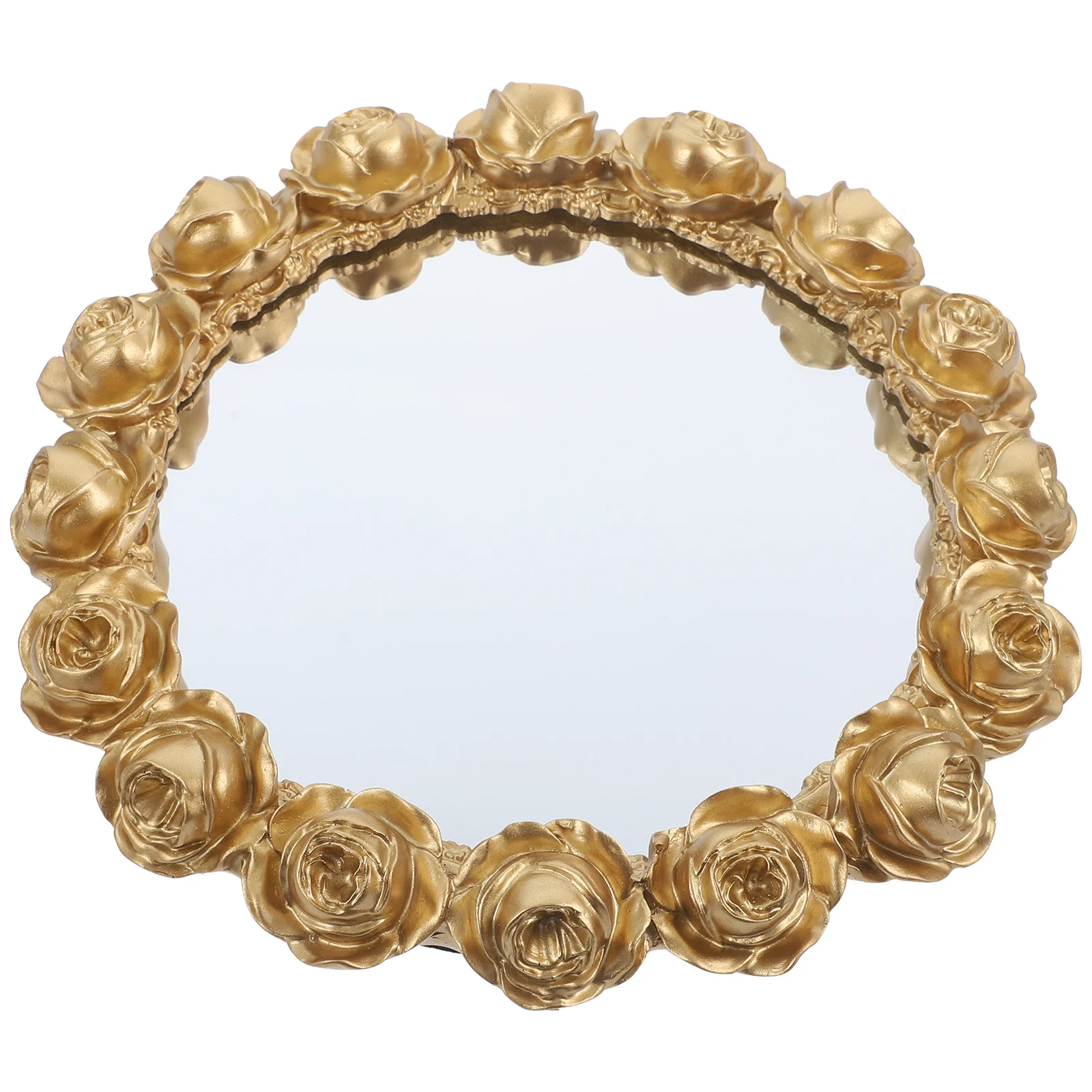 

Rose Gold Mirror Round Tray Jewelry Makeup Organizer Vanity Perfume Display Decorative Tray for Home Decor Vanity Decor