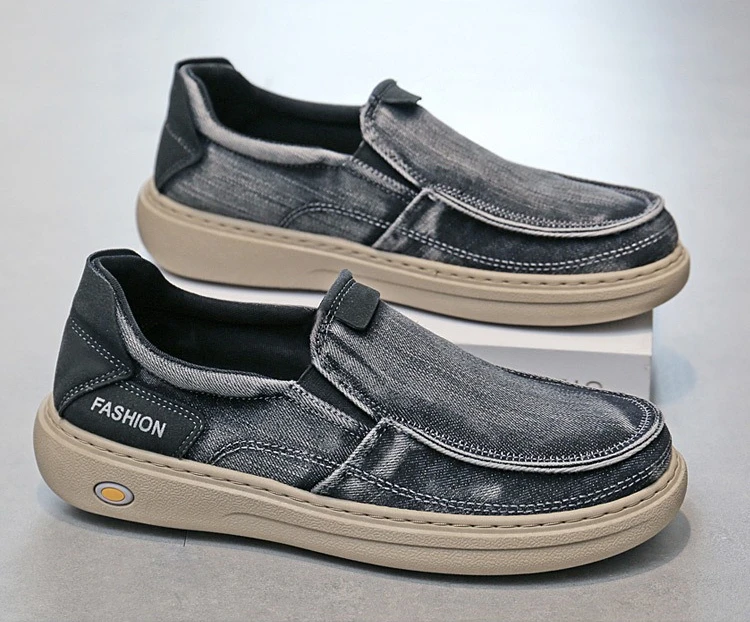Shoes men's one-pedal dad shoes wear-resistant breathable soft-soled single shoes denim surface casual style versatile men shoes