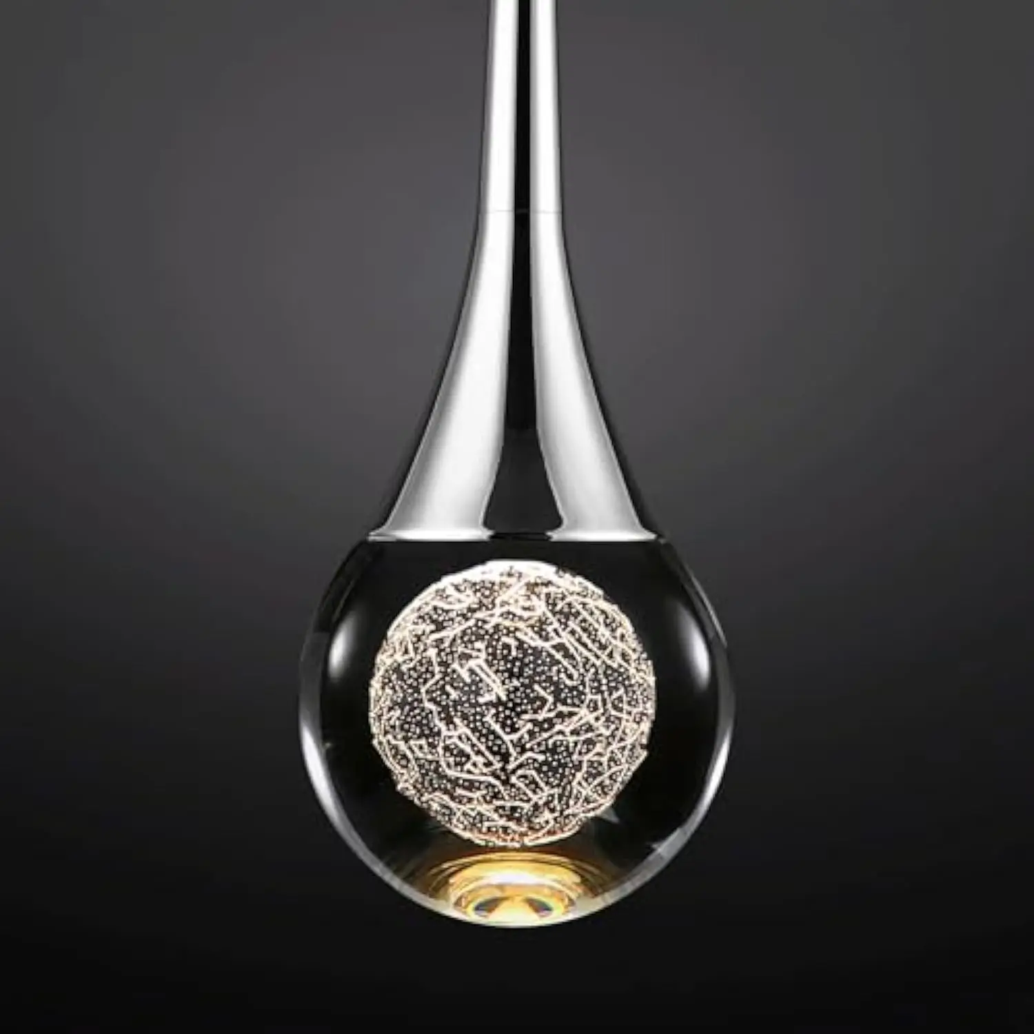 

1-Light Silver Teardrop Crystal Pendant Light, 3-Color Temperature Dimmable Pendant Light Fixtures, 8W Led Modern Ceiling Ligh