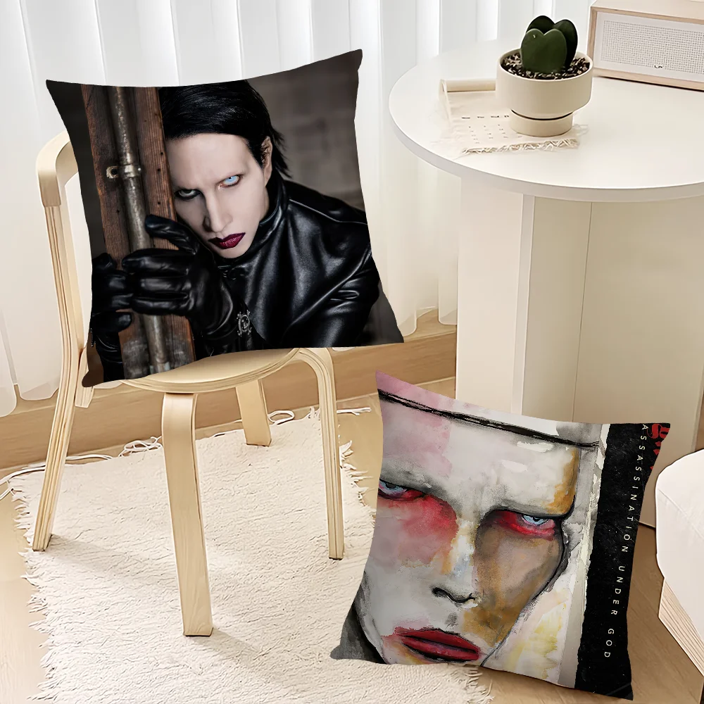 M-Marilyn M-Manson Under God cushion cover Living Room Accent Couch Back Support Square Lounge Restful Nap Companion Pillow Case