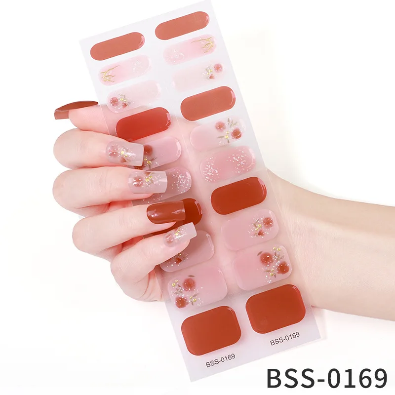 Autocollants pour ongles en gel semi-durci, 20 conseils, photothérapie, cuisson, style INS, couverture complète, décalcomanies