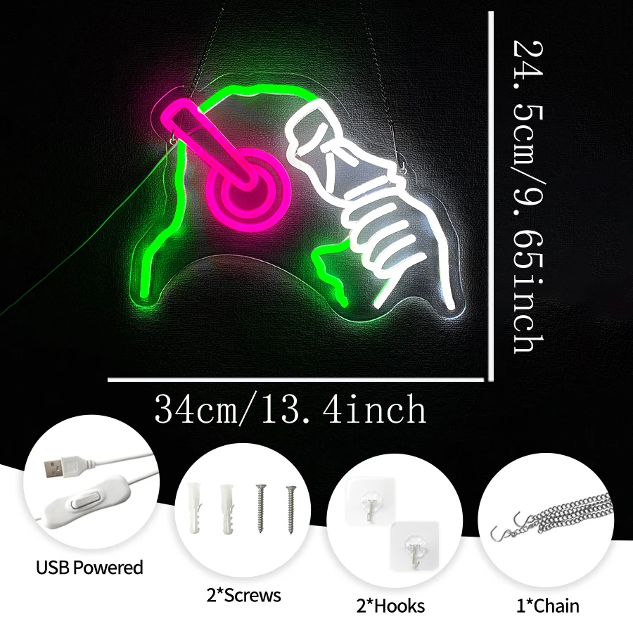 Music Neon Sign,Headphones Gorilla LED Neon Lights Sign for Wall Decor,Game Room,Man Cave,Bedroom,Music Studio,Home Party Bar