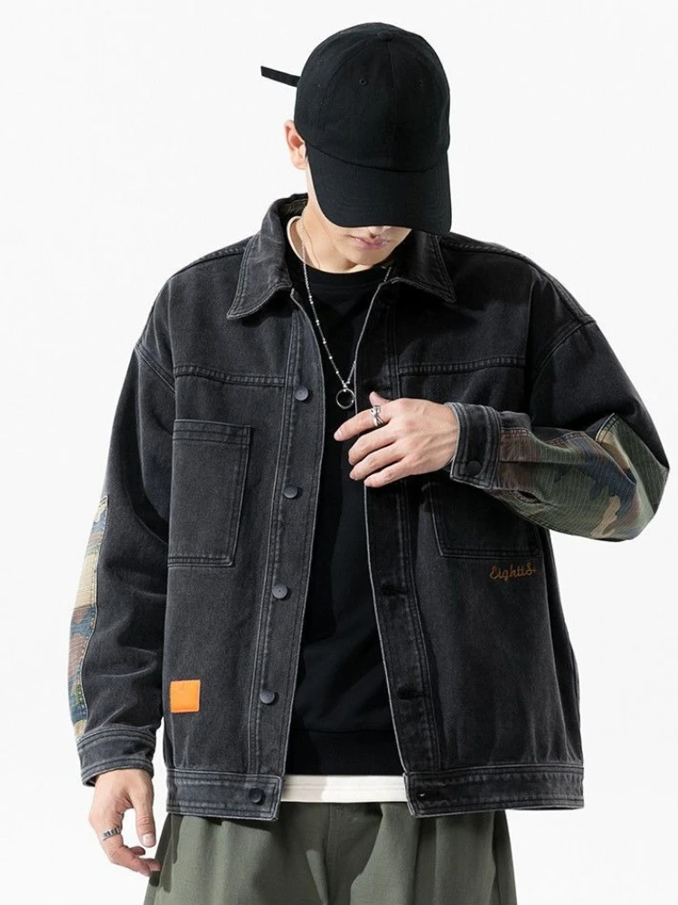 

Мужская джинсовая куртка со свободными пуговицами, популярная корейская одежда, фирменная повседневная мужская одежда, новинка в стиле рок, мужские джинсовые пальто, потертая верхняя одежда в стиле пастушки