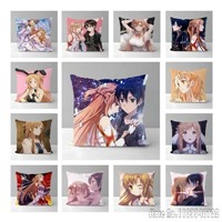 Anime Sword Art Online Yuuki Asuna Cushion Cover Plush Pillowcase Pillow Case Shams Party Sofa Home Decor 45x45cm Kids Gift