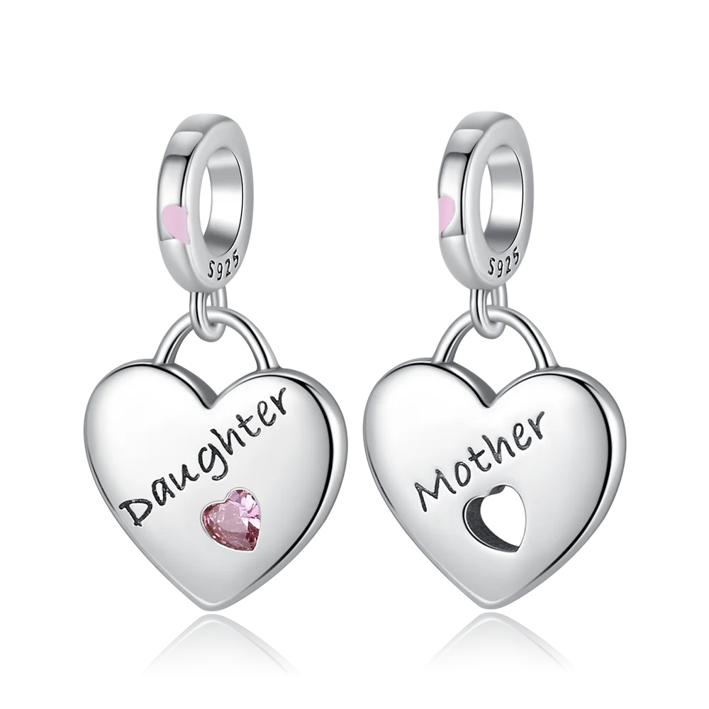 

Beautiful 925 Sterling Silver Daughter & Mother's Love Double Charm Fit Pandora Bracelet Mother's Party Jewelry Accessories