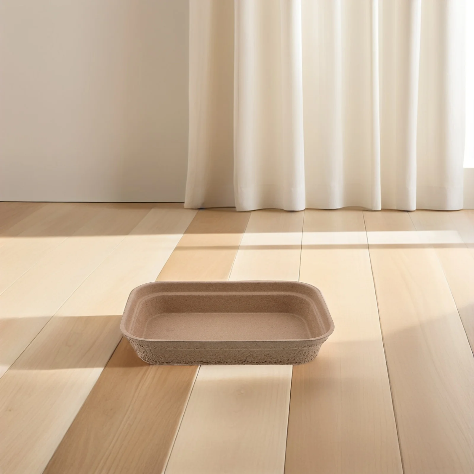 

2Pcs Large Litter Box Pulp Material Splash Guard Easy Clean Portable Kitten Travel Tray Large Sifting Tray