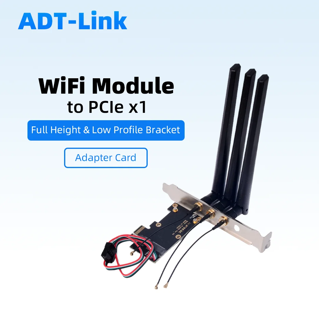 

ADT-Link WLE900VX QCA9880 AR9590 533AN-MMW Wireless WIFI Module to PCIe X1 Adapter Card