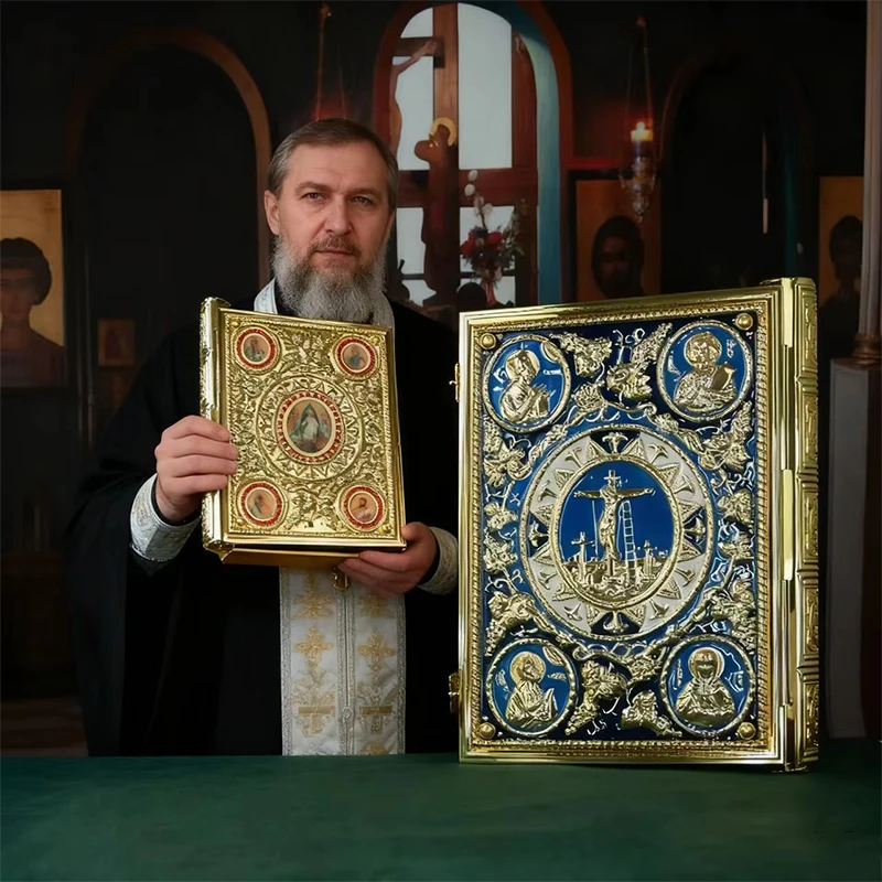 Neu2026 Orthodoxe Gottesdienst-Ikonoklase Gold Blaue Emaille Handwerkskunst Ritual-Ornament für Kirchen Stabil und Dick Nicht leicht zu verformen Geschenk – Detail 2