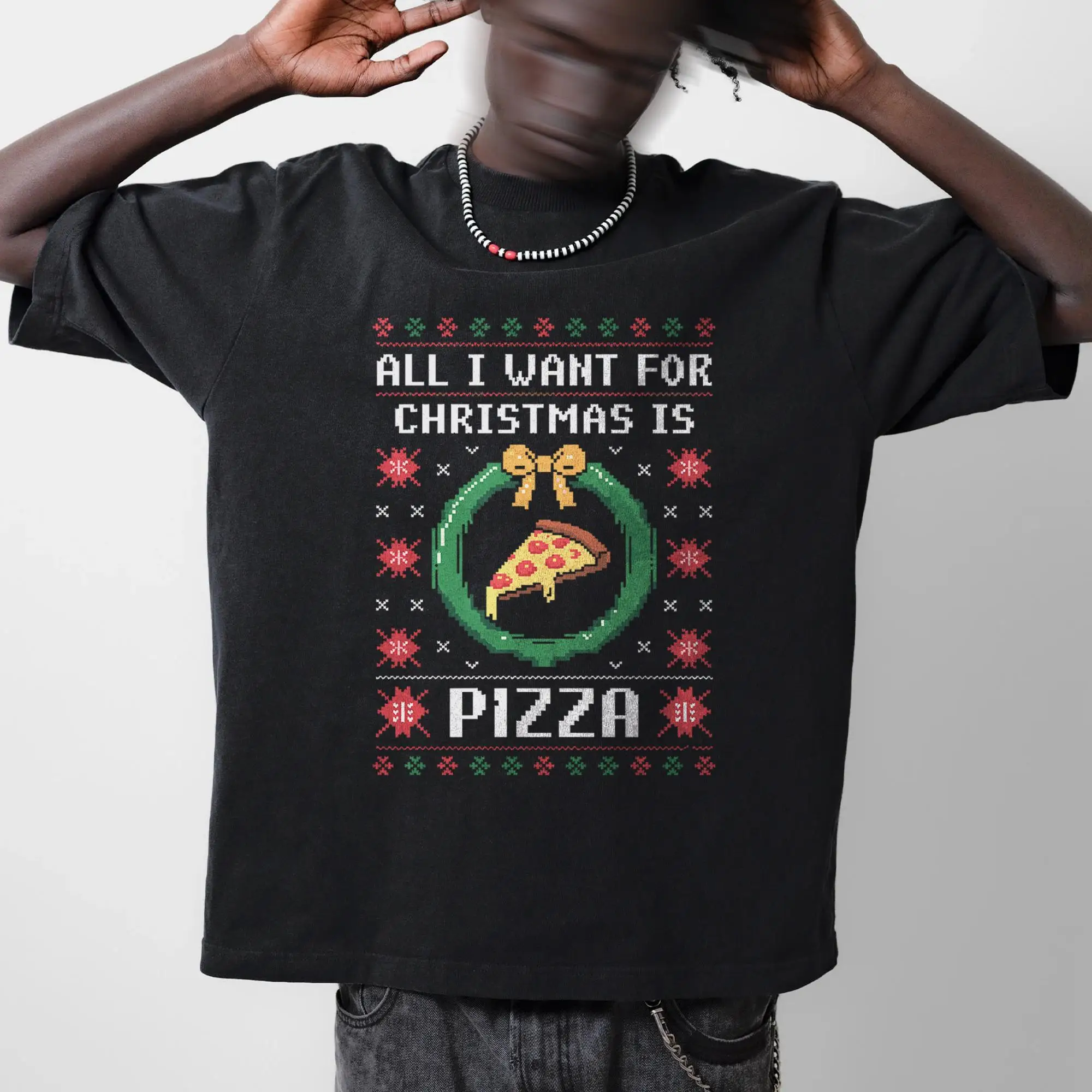 

Все, что я хочу на Рождество — рубашка для пиццы. Забавная рождественская рубашка. Праздничная футболка для любителей пиццы. Рубашка для пиццы. С Рождеством.