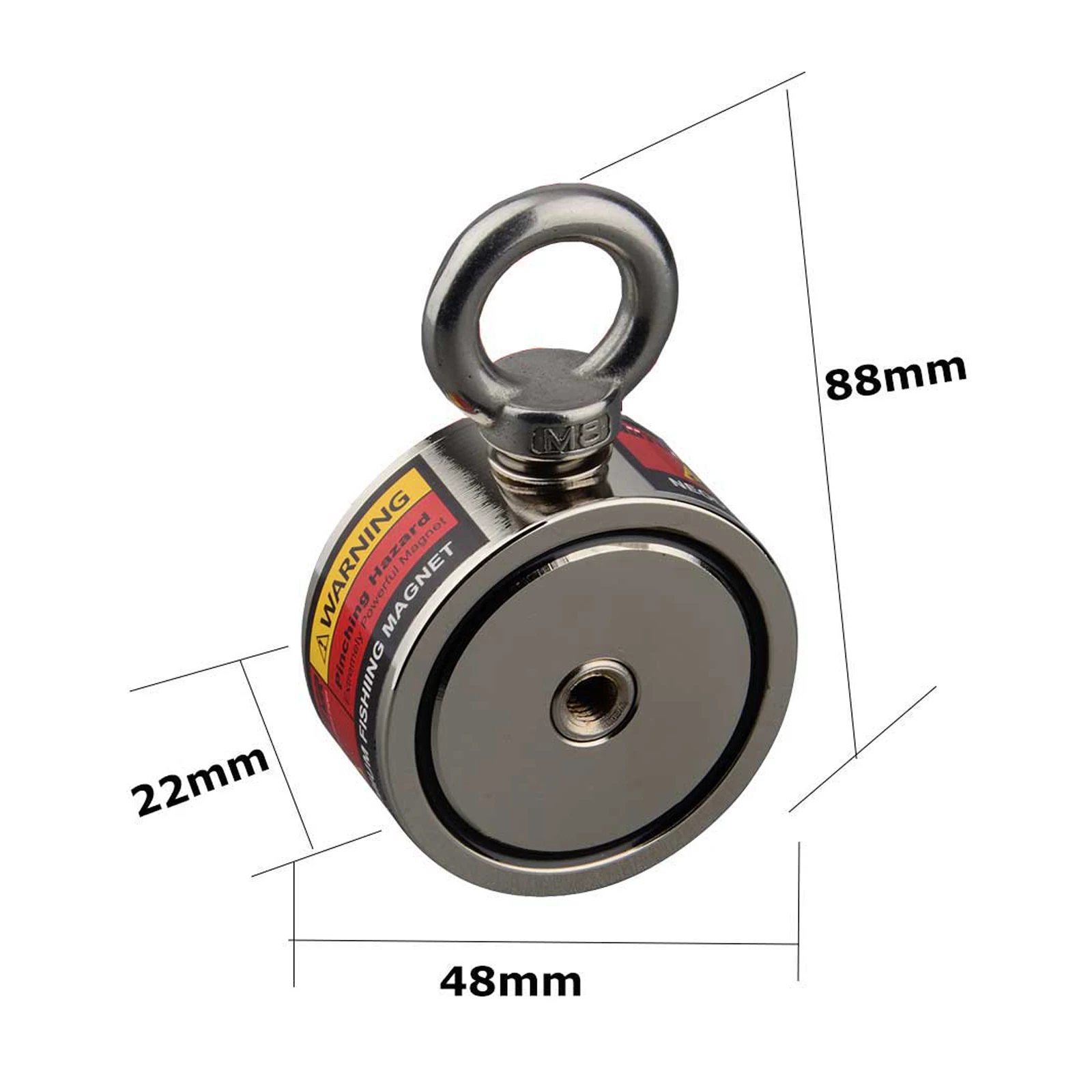 Strong Neodymium Two Side 120KG*2 Search Magnet Super Powerful Salvage Fishing Magnetic D48*22mm Stell Cup Holder