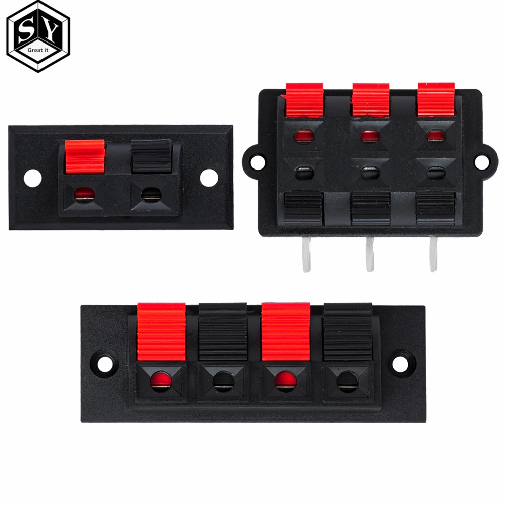 1PCS 2 4 6  Way Spring Push Release Connector Speaker Terminal Strip Block