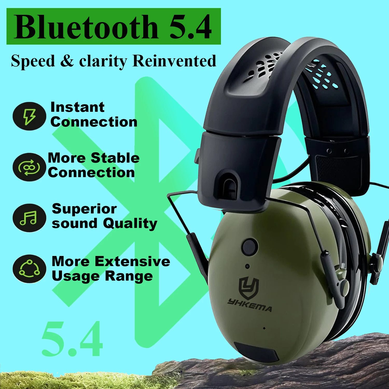 30dB SNR Hearing Protection Headphones with Bluetooth Electronic Noise Reduction Safety Ear Muffs Wireless Hearing Protector