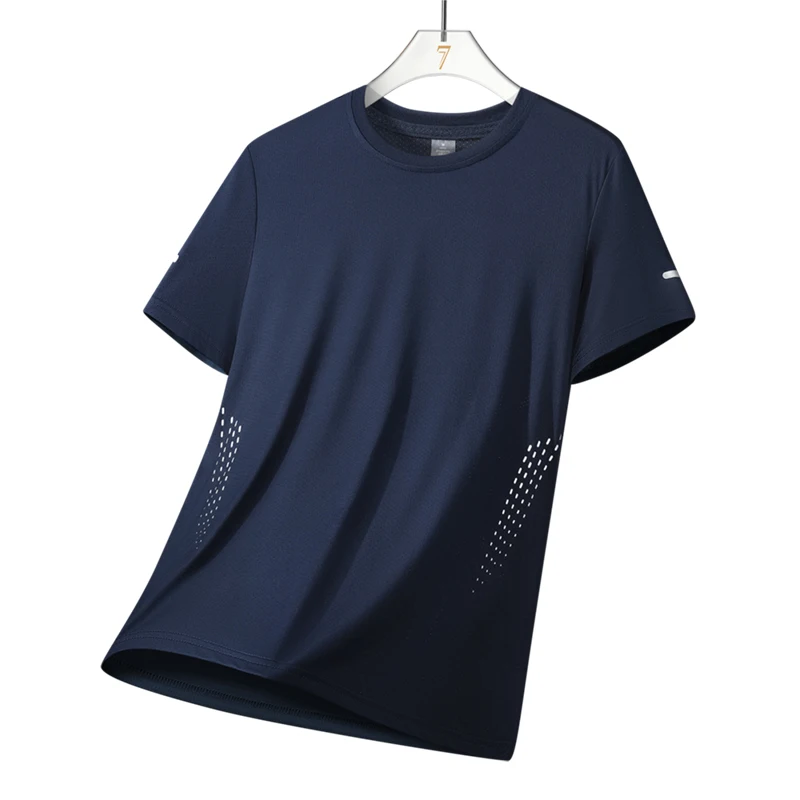 2026 Herren Eisseide Wander-T-Shirts Schnelltrocknend Atmungsaktive Lauf- und Angelshirts Weiche Elastische Outdoor-Sport-Kurzarmshirts Sommer