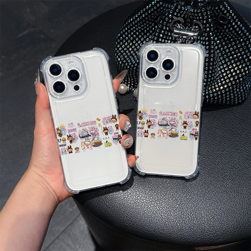 

New Labubu Phone Cases Iphone14 Pro Iphone 16/15/14/13/12/11/x/xs/xs Max Woman Back Cover Clear Case Labubu Anime Accessory