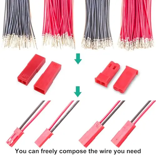 JST Connector Kit 2.5mm Pitch JST-SYP 2.54 Male Female Connector with Premium 22AWG Pre-Crimped Extension Cables (SYP-Kit)