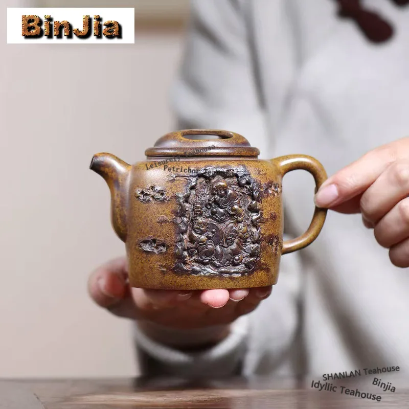 

Чайники из фиолетовой глины Исин, 280 мл, знаменитый горшок ручной работы с коровьей крышкой, фарфоровый чайник с необработанной рудой, китайский чайный сервиз Zisha, подарок