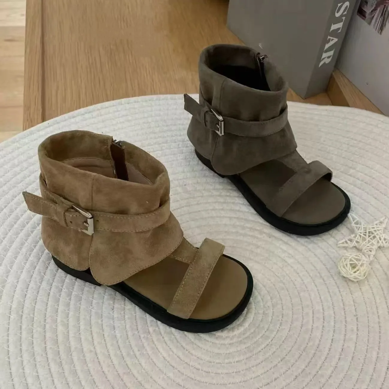 

Kids'Casual Sandals PU Leather Spring Fashion Outdoor Shies For Shoes Breathable Anti-slip Khaki Brown Size 26-37