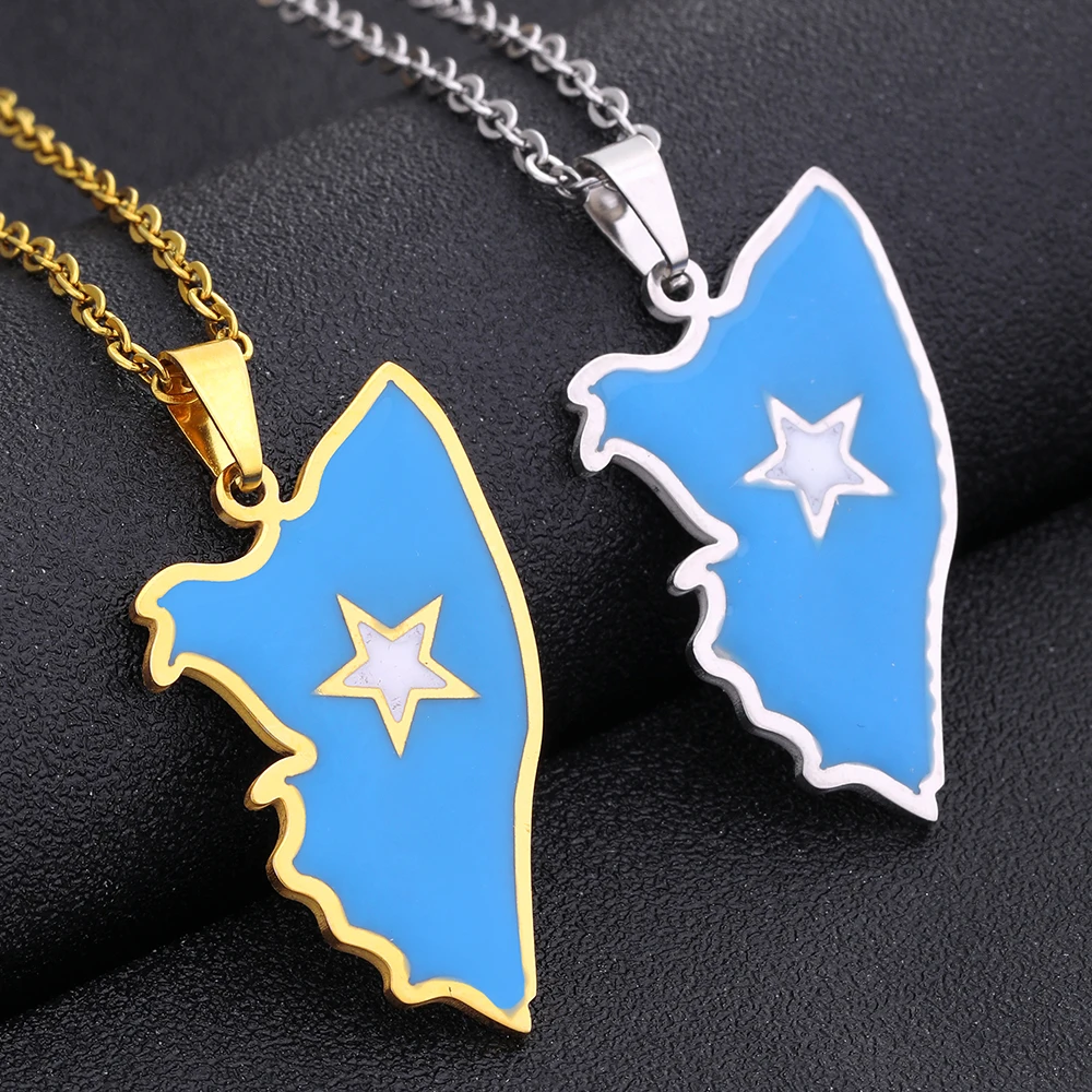 قلادة المينا الصومالية الأكثر مبيعًا مناسبة لكل من الرجال والنساء على الطراز العرقي قلادة زوجين من الفولاذ التيتانيوم الهندسي #1