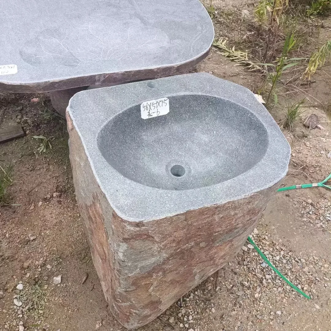 Stone integrated hand washing column basin, cobblestone antique table basin, floor-type courtyard, personalized art hand washing