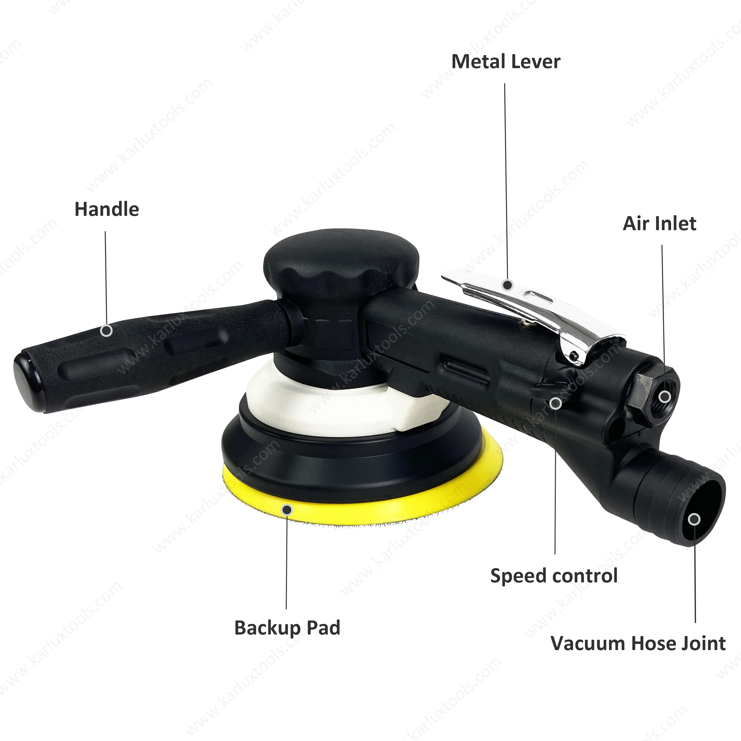 9000Rpm Orbit 10Mm 6inch 150mm Self Generated Vacuum Two Hands Pneumatic Air Orbital Sander For Automotive Collision Repair