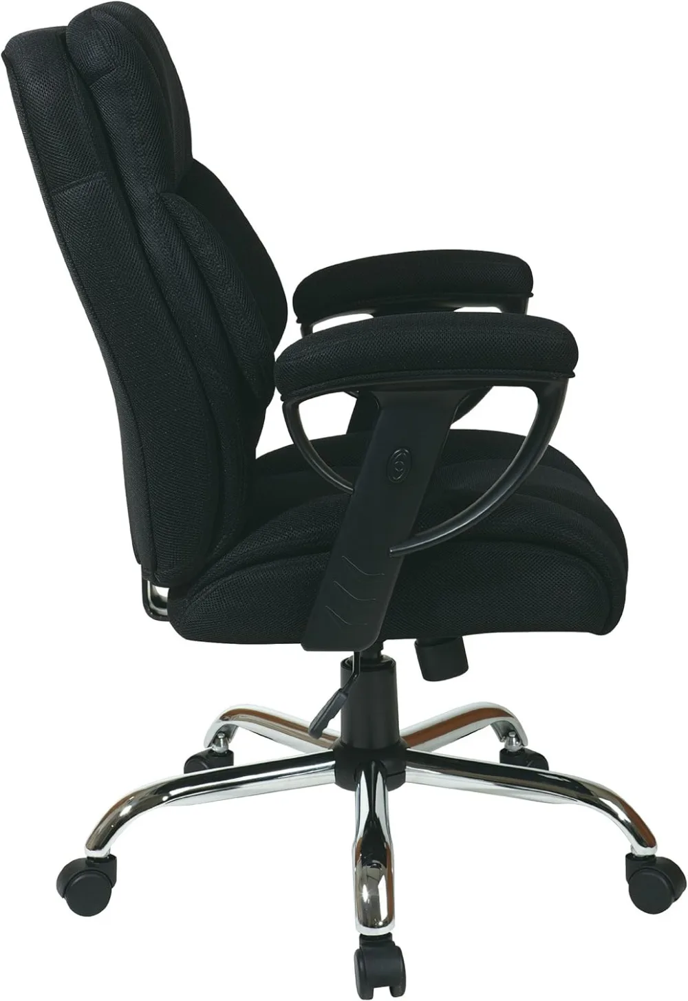 High-Back Big Man's Office Chair Thick Padded Mesh Seat & Lumbar Support 350 lb. Capacity Adjustable Arms & Tilt Control Chrome