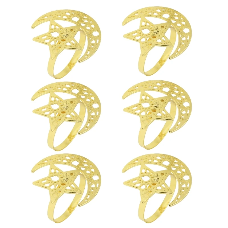 Set of 6 Moon and Star Napkin Rings Festival Napkin Holderes Serviettes Rings Perfect for Party Gatherings and Celebration